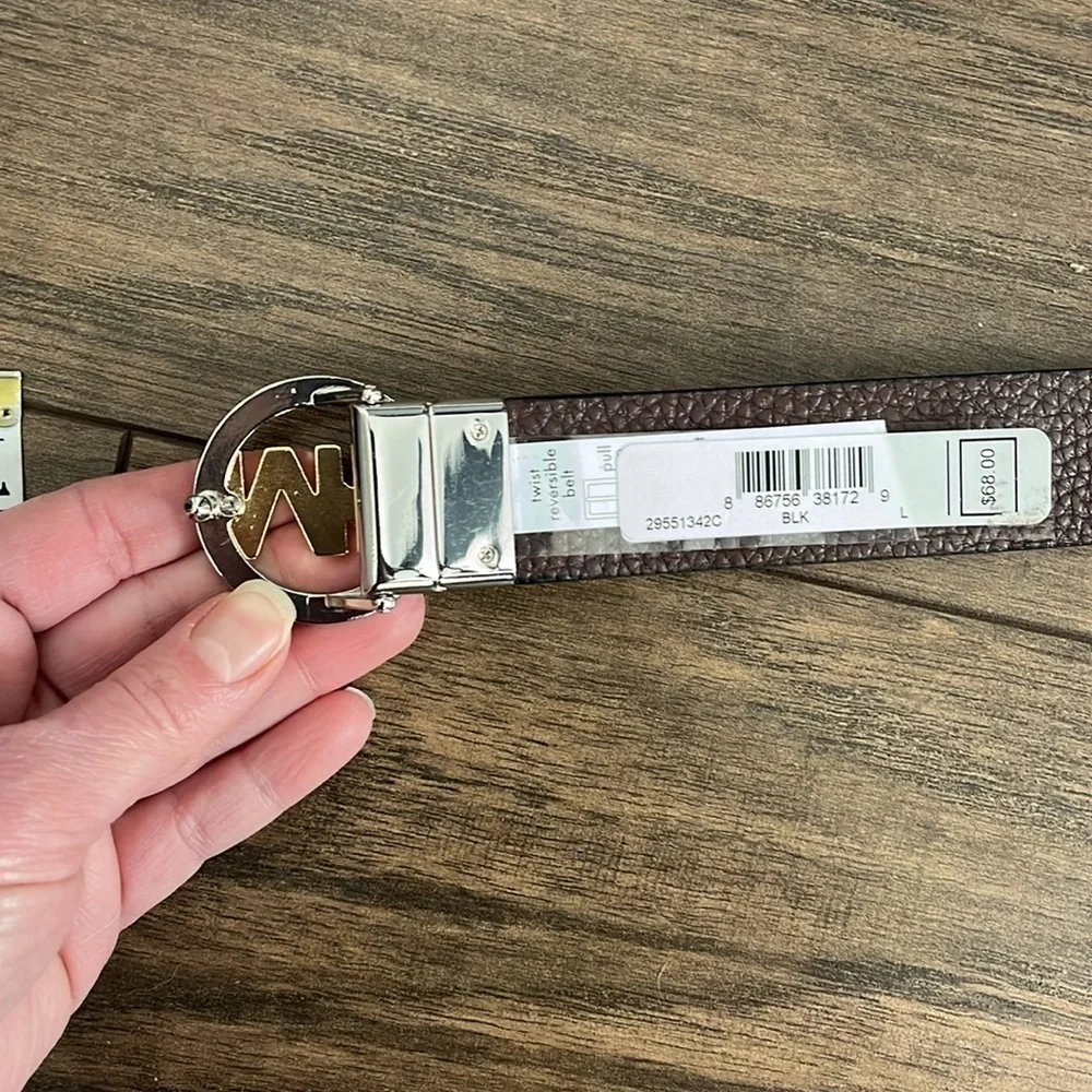 Michael Kors Reversible Leather Monogram Belt NWT